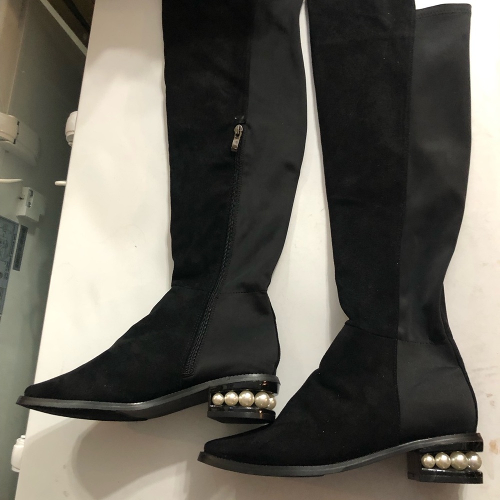 Women’s Hotkiss over the knee boots size 8.5, black faux suede/nylon 21” tall - Picture 2 of 10